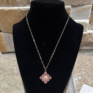 Elegant Pink CC Pendant Necklace